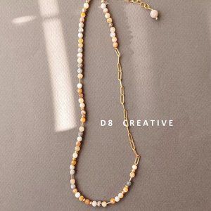 New handmade design fire agate with 14 k gold filled chain 16"L necklace